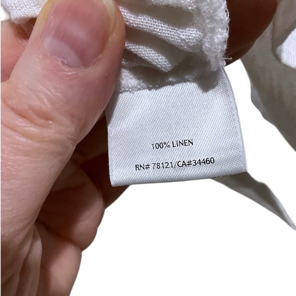 EILEEN FISHER Size XS Ivory 100% Linen Scoop Neck Dolman Sleeve Tee Shirt - Picture 8 of 9